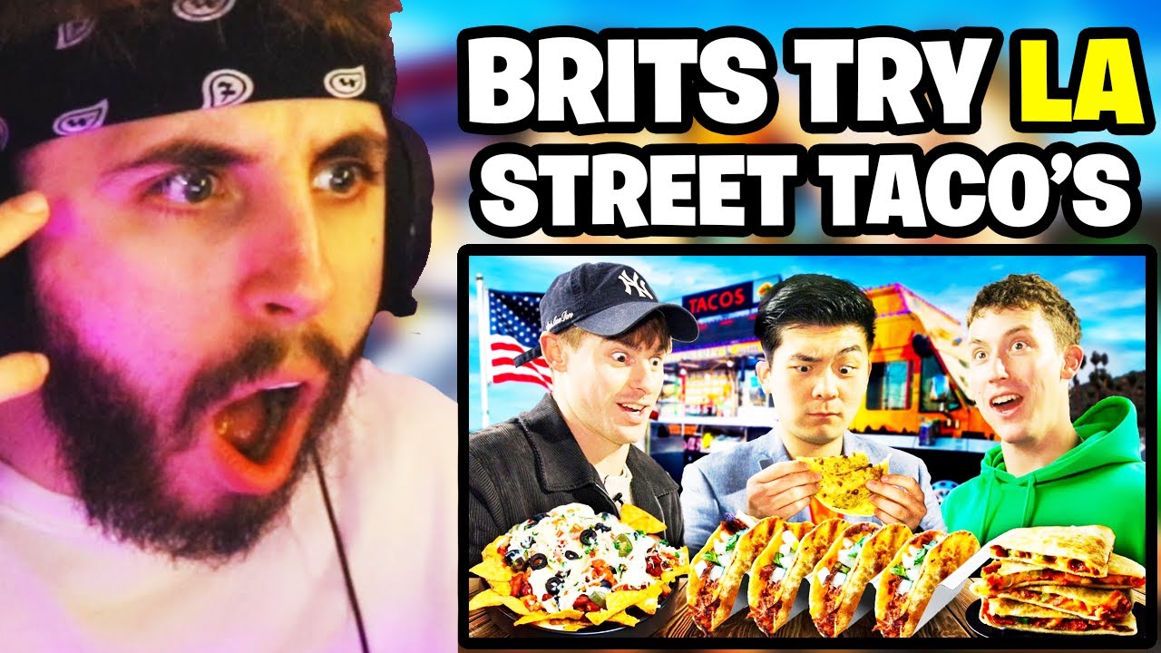 Brits try LA Street Tacos for the first time ft. Steven He Reaction!