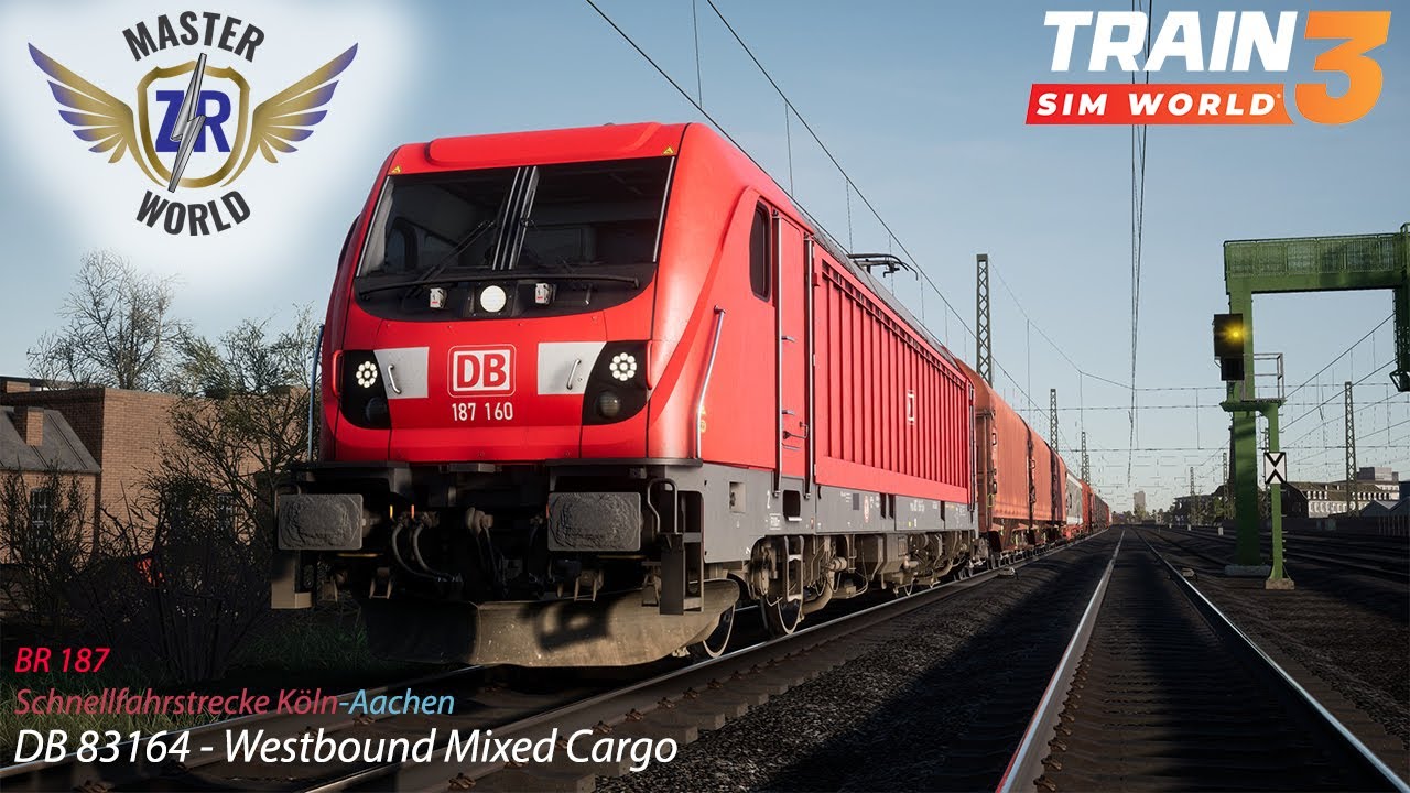 DB 83164 - Westbound Mixed Cargo - Schnellfahrstrecke Köln-Aachen - BR 187 - Train Sim World 3