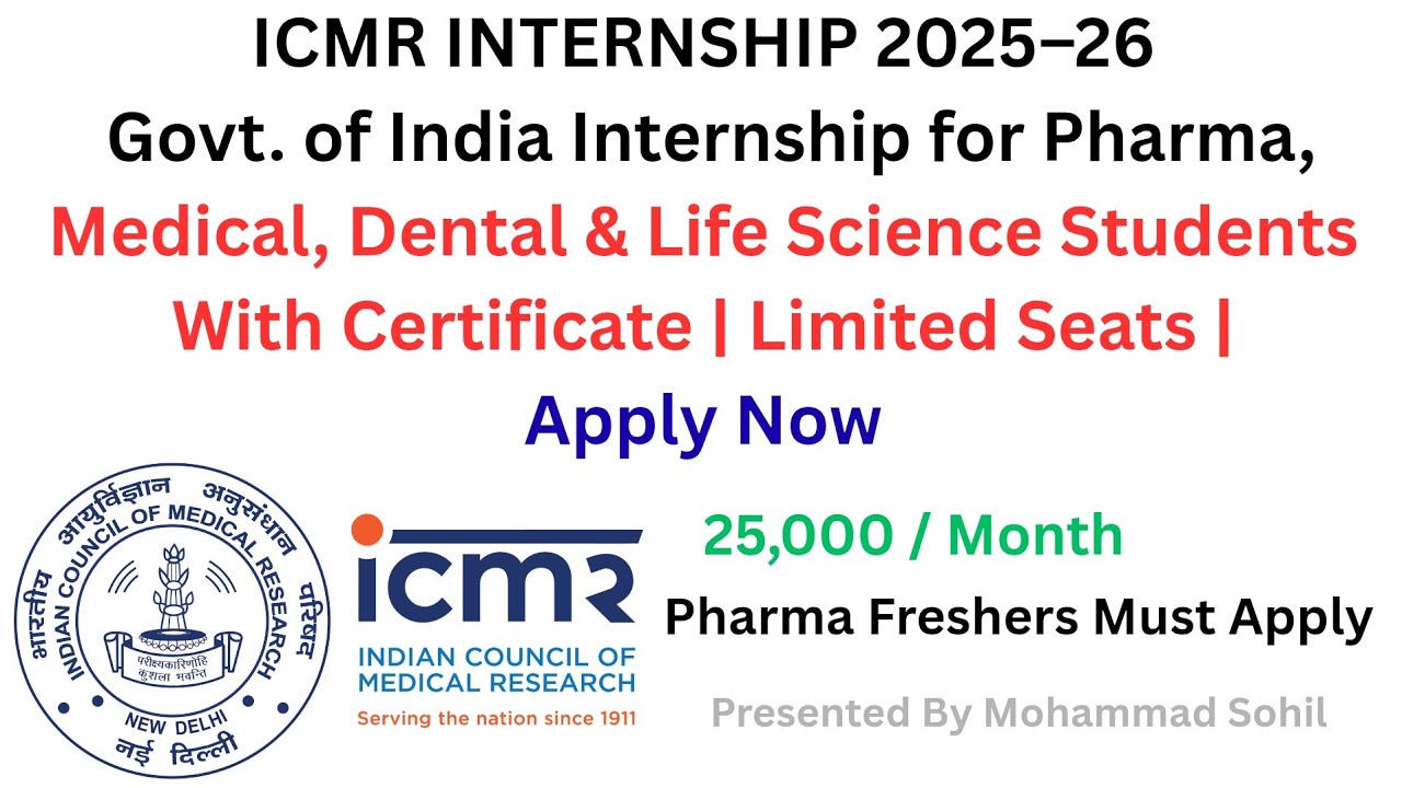 ICMR Internship 2025 💥 | No Fee | Work from Home | Limited Seats | Complete Application Process