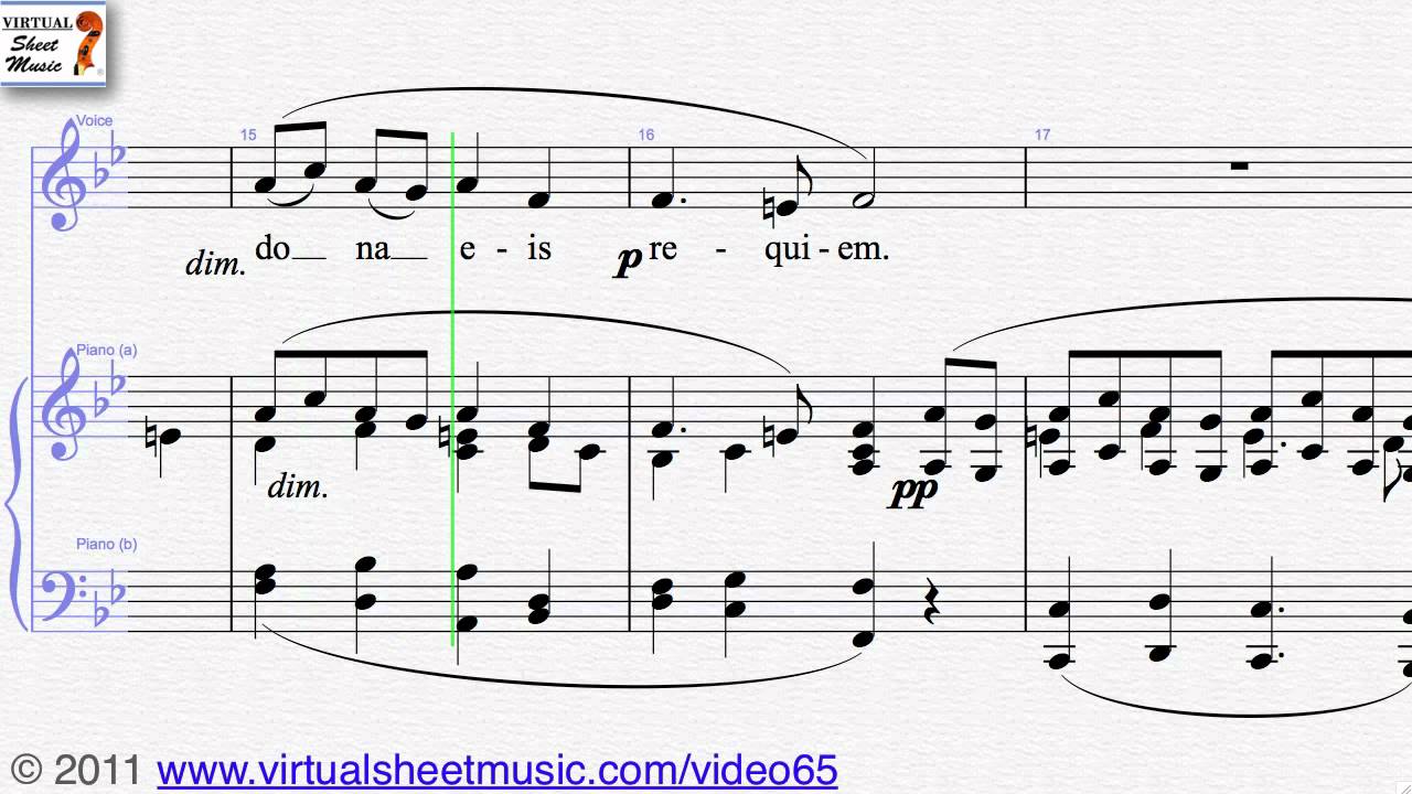 Gabriel Faure's, Pie Jesu (Blessed Jesu) voice and piano sheet music - Video Score