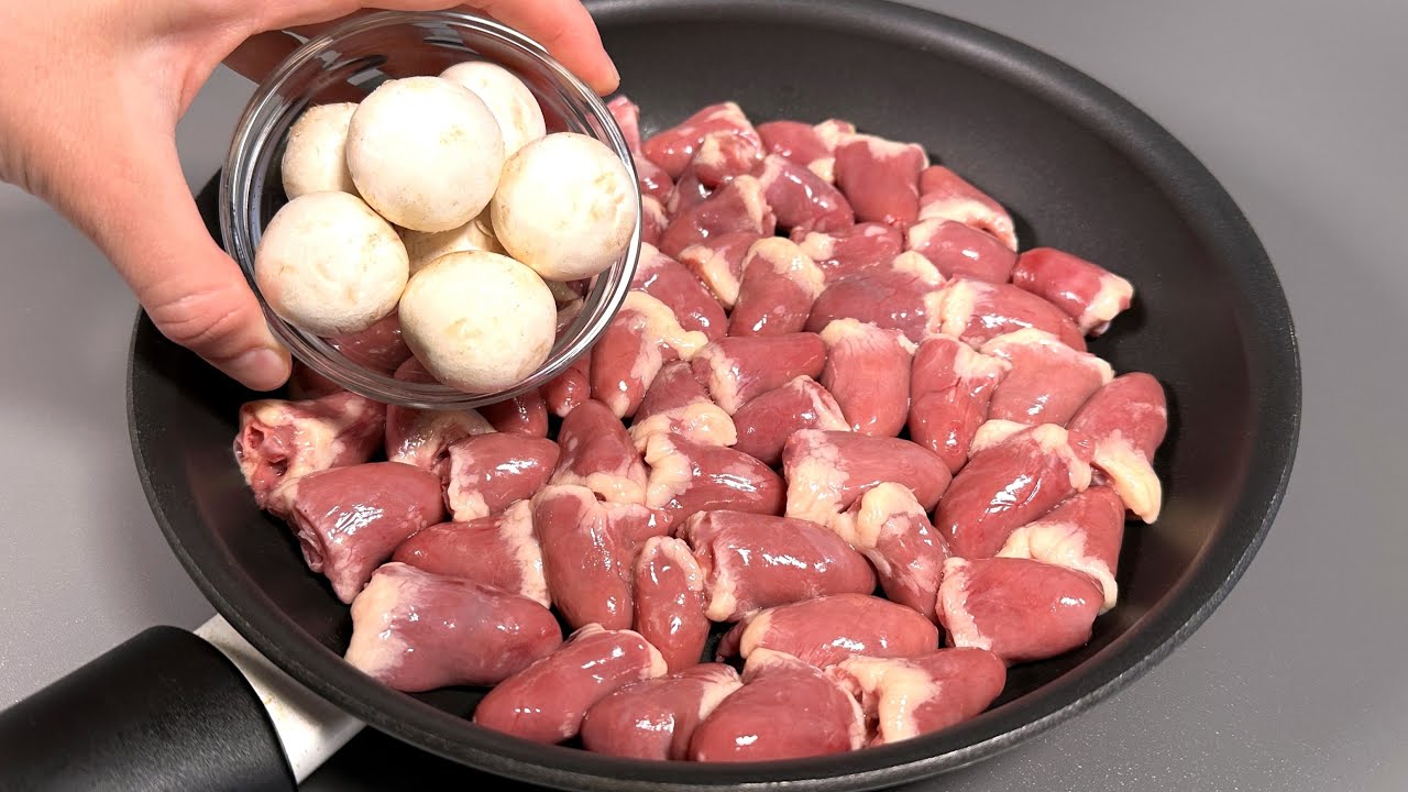 Очень вкусно!💯Вот как я готовлю самые нежные куриные сердечки для сытного ужина!