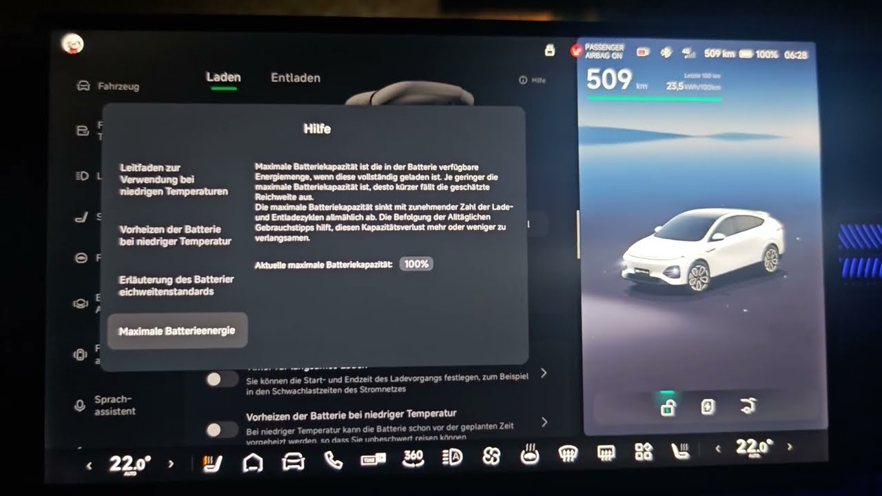 XPENG G6 Facelift, Reichweite bei 100% und WLTP Einstellung