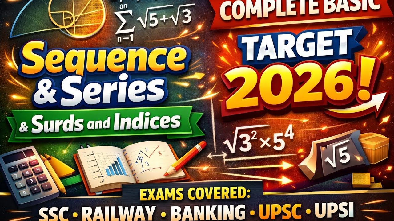 Zero to Hero:Sequence Series & Surds Indices|All Competitive Exams 2026 #ssc #ssccgl #upsc #banking