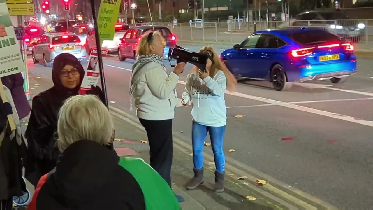 Slough activists were out tonight protesting UK partnership with Israel in the genocide of Gaza.
