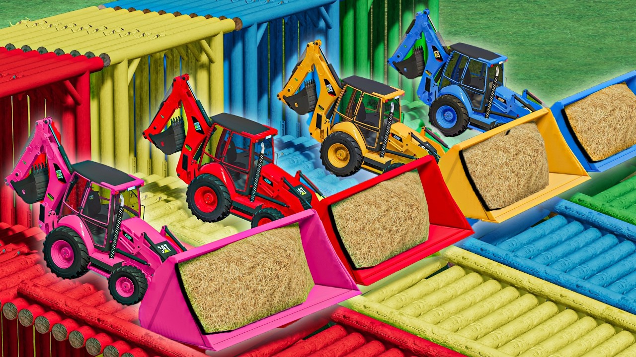 TRANSPORT OF COLORS - MEGA EXCAVATION WORK with BACKHOE LOADING - FS22