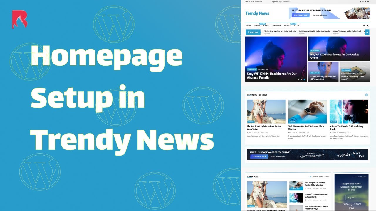 Homepage Setup in Trendy News (Complete Newspaper WordPress Theme)