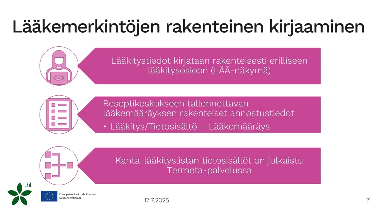 Keskeiset potilastiedot: Lääkehoito