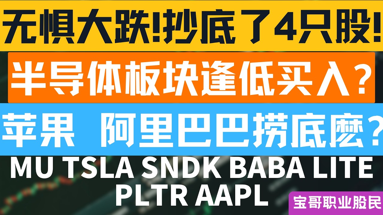 无惧大跌!抄底了4只股! 半导体板块逢低买入? 苹果 阿里巴巴捞底麽? MU TSLA SNDK BABA LITE PLTR AAPL！03192026 #美股 #股票 #美股分析 #投資
