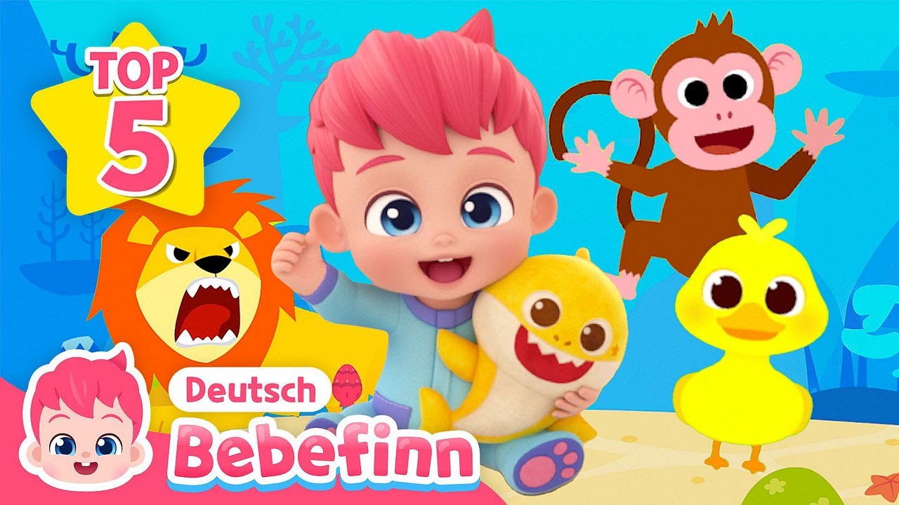 Die 5 besten Tierlieder | Mix | Fünf Kleine Affen, Hai, und mehr | Bebefinn Deutsch - Kinderlieder