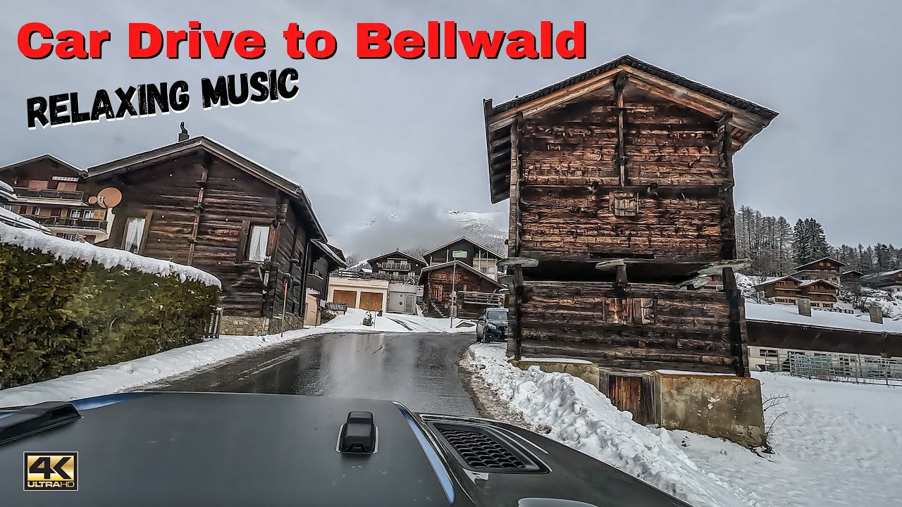 Car Drive  Fiesch  To Bellwald In Winter | Amazing Switzerland With Relaxing Sound