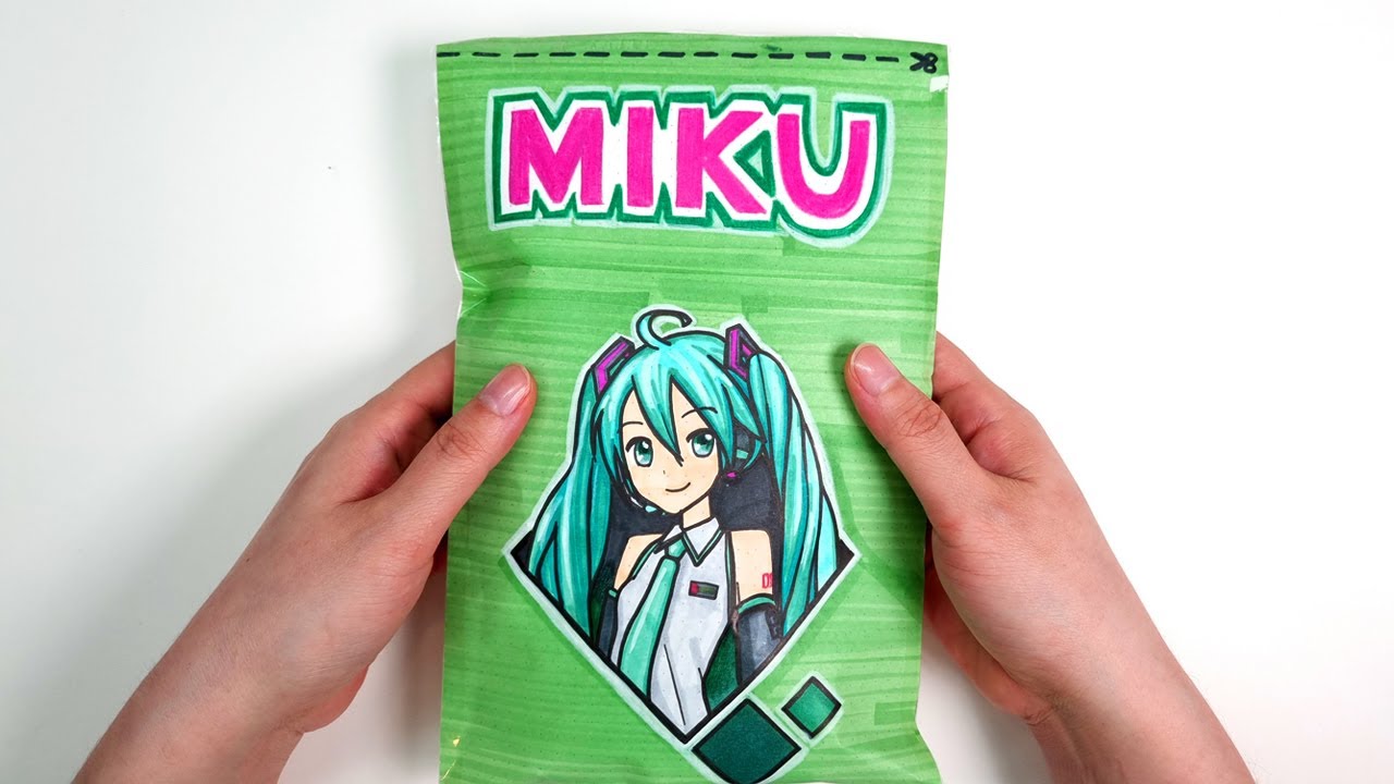 Paper diy | 미쿠 미쿠 언박싱💚 MIKU MIKU makeup blind bag tutorial |初音ミク 종이 놀이 asmr