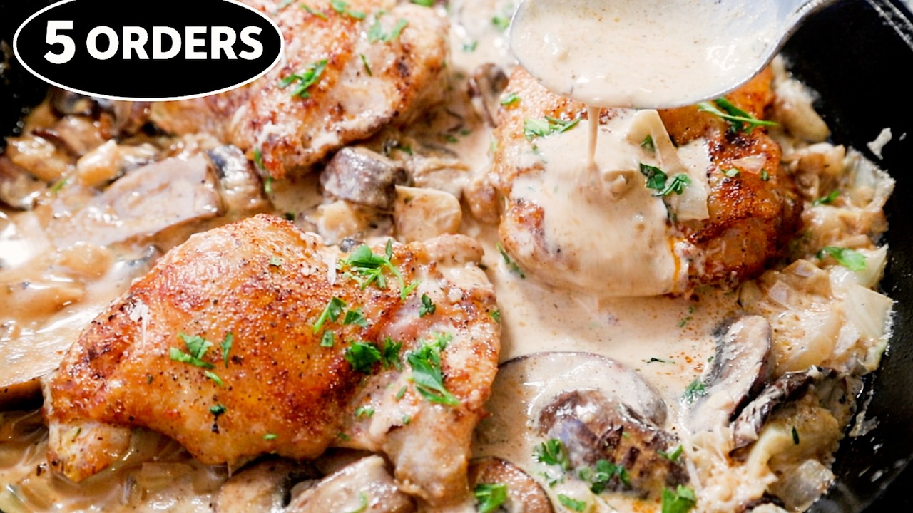 Stop Adding Cream First--Creamy Mushroom Chicken （5 Orders,30 min)