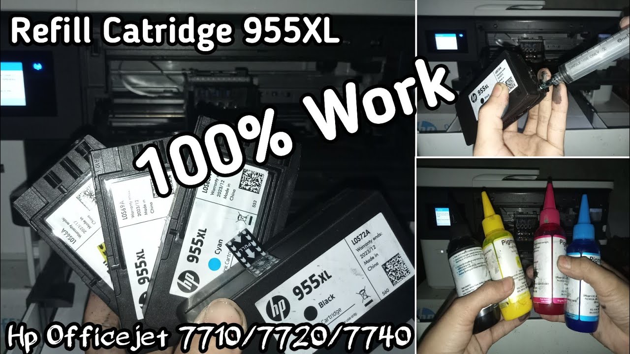 Tutorial cara merefill catridge 955XL printher HP Officejet 7710/7720/7740 Work 100%