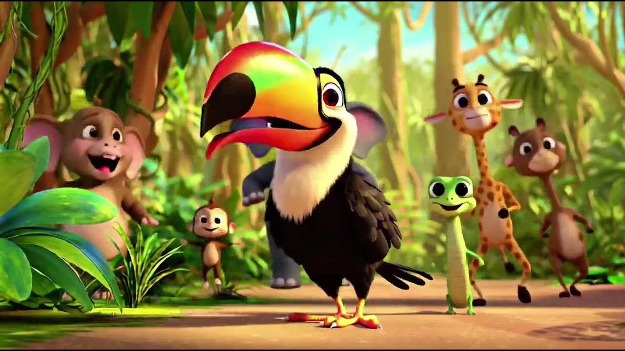 Kolorowa dżungla 🦜🌴 Tukan Tolek i wesołe zwierzęta | piosenka dla dzieci