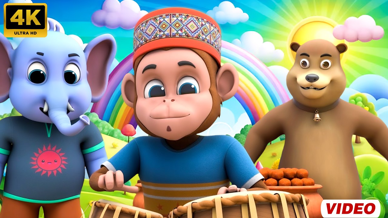 Bandar Mama Pahan Pajama - बंदर मामा पहन पजामा | 3D Nursery Rhymes For Kids | Jampi Rhymes