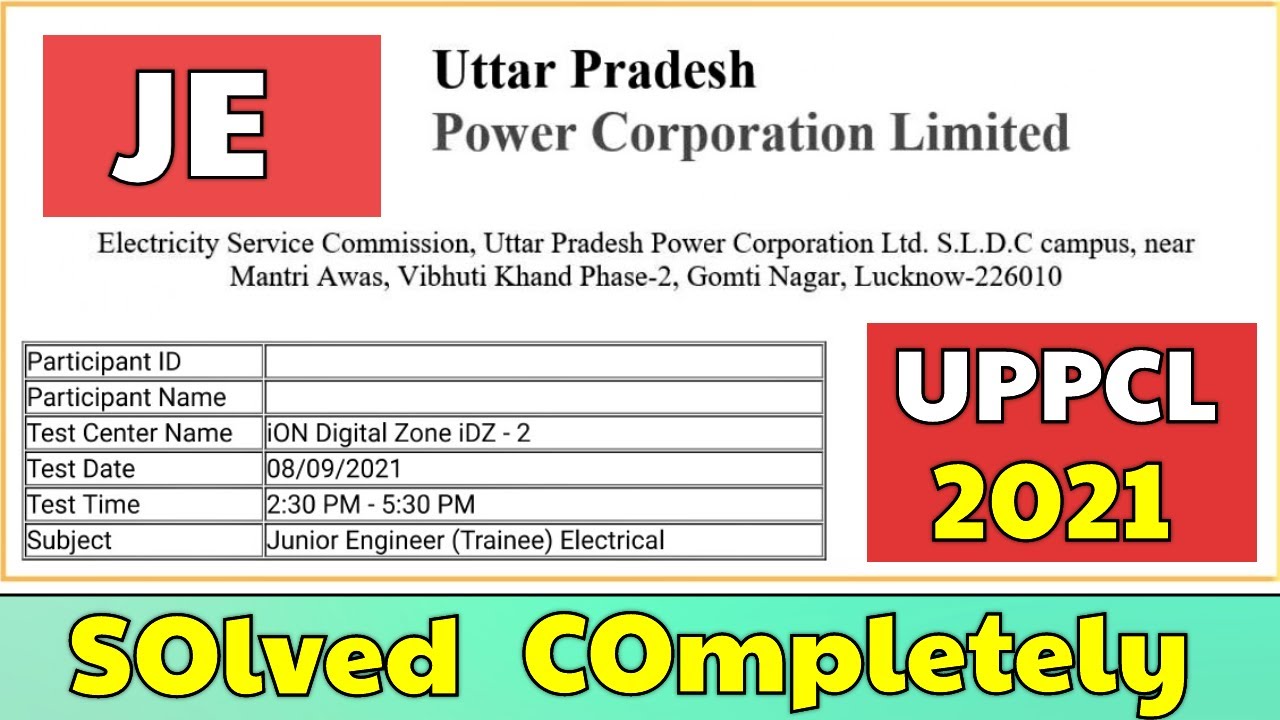 UPPCL JE 2021 SOLVED PAPER LIVE