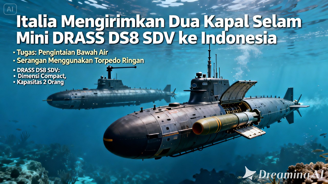Italia telah mengirimkan dua kapal selam mini DRASS DS8 SDV ke Indonesia