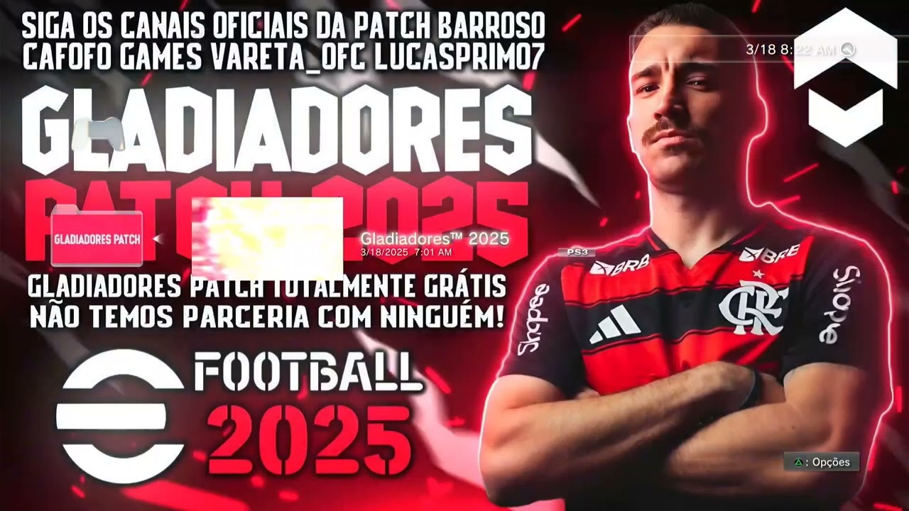 Efootbal 2025 jogo de futebol para PS3, Gratuito Gladiadores Pacht, instalação do zero V2