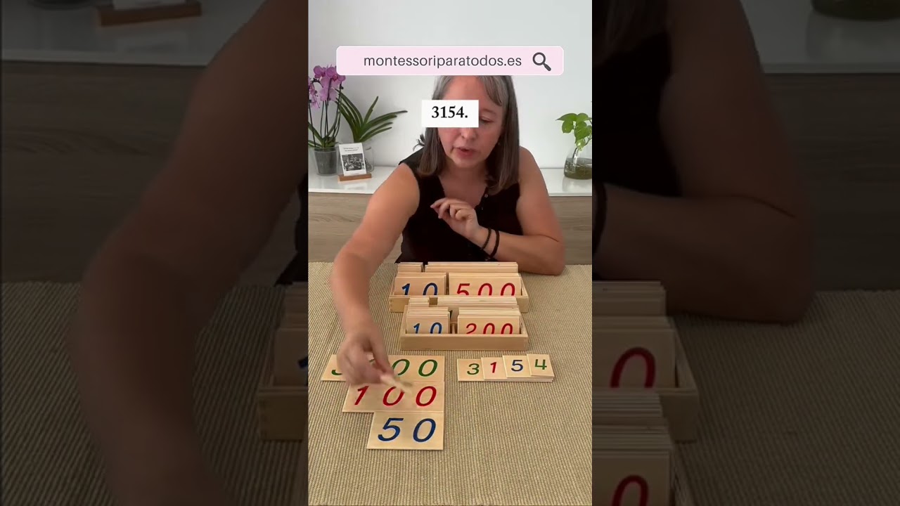 Números largos en madera GRANDES + Números largos en madera 1-9000 + Números largos mini Montessori