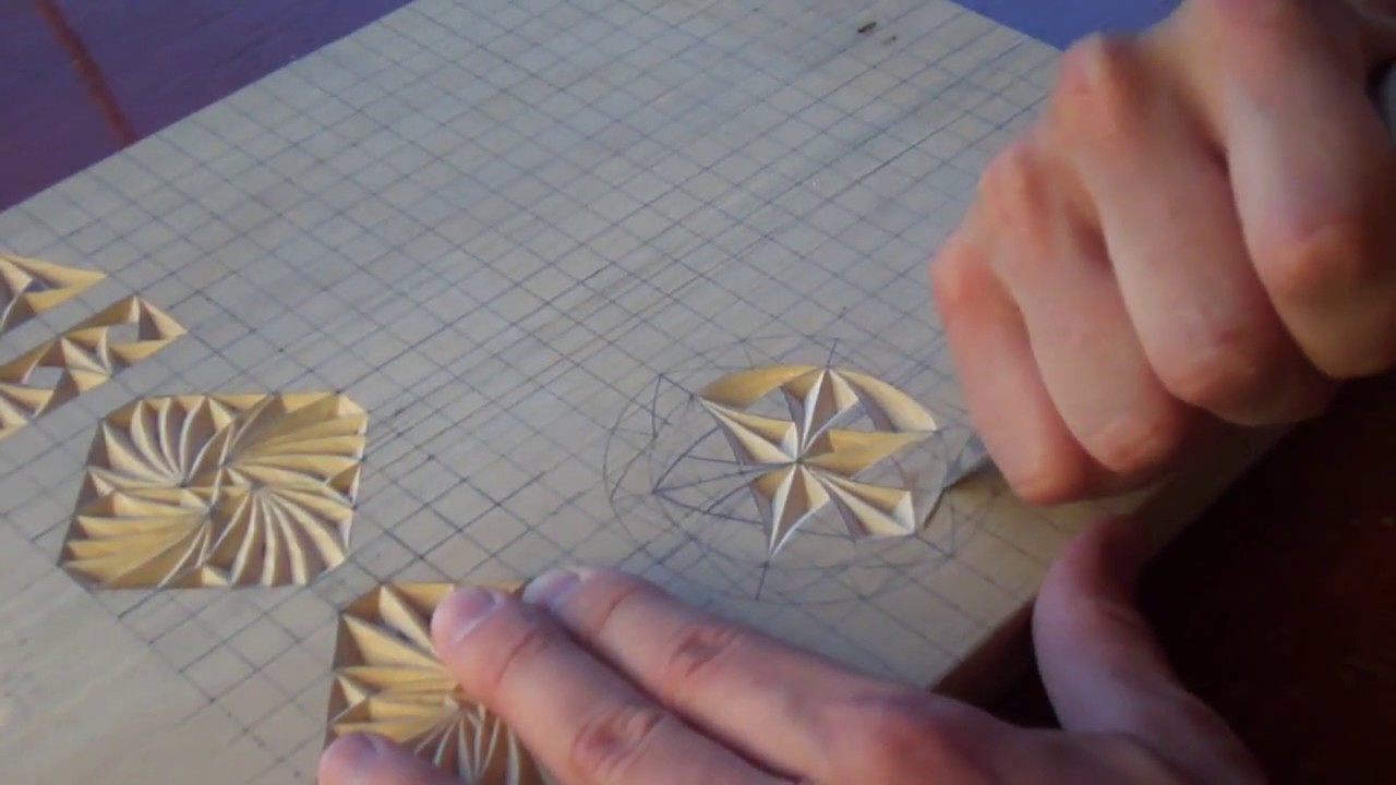 Геометрическая резьба по дереву. Урок 33 (geometric wood carving)