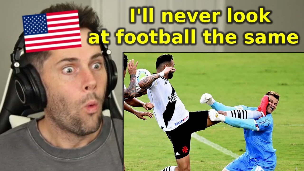American Reacts to the Most BRUTAL Fouls in Football