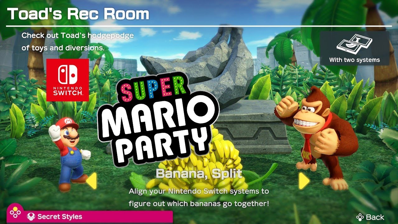 Super Mario Party Toad's Rec Banana Split with two Consoles