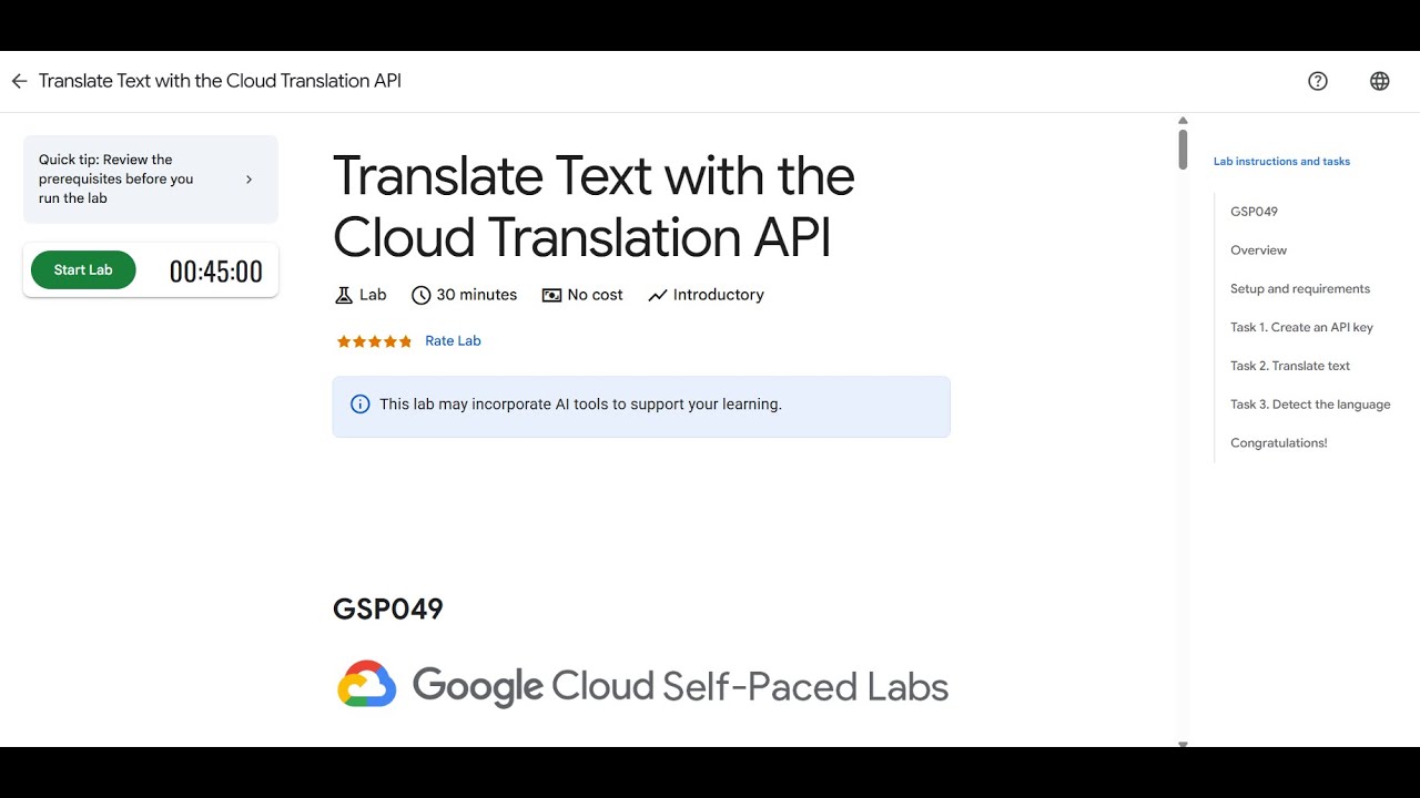 Translate Text with the Cloud Translation API  | Lab solution #arcade2025