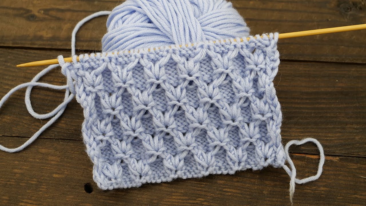 Объёмный рисунок спицами спицами 🌼 Free knitting pattern