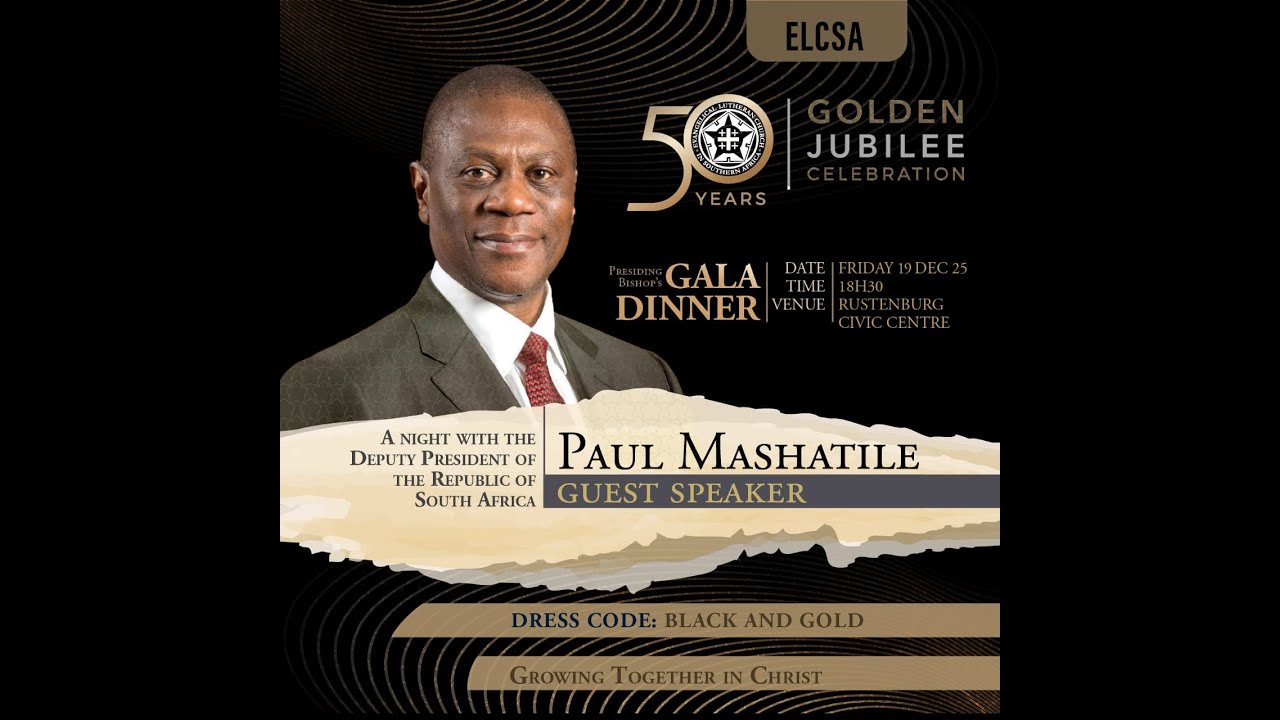 Deputy President Paul Mashatile delivers remarks at the ELCSA Golden Jubilee Celebration