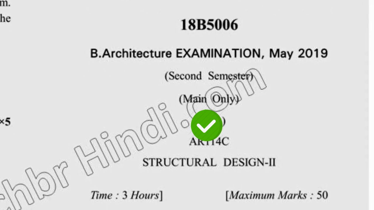 2019 Dcrust BARCH 2nd Sem Structural Design Question Paper