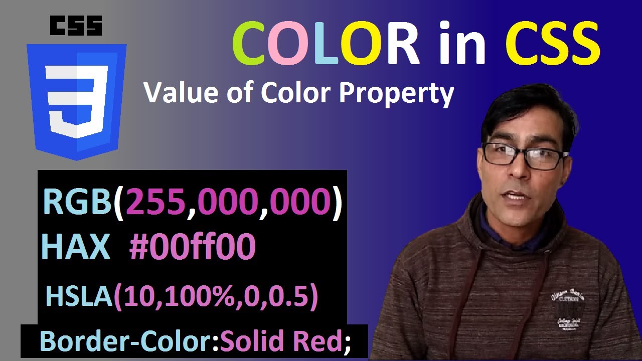 Color in CSS | Color and Background value (Hex, RGB, hsla and color name) | CSS tutorial lesson-4