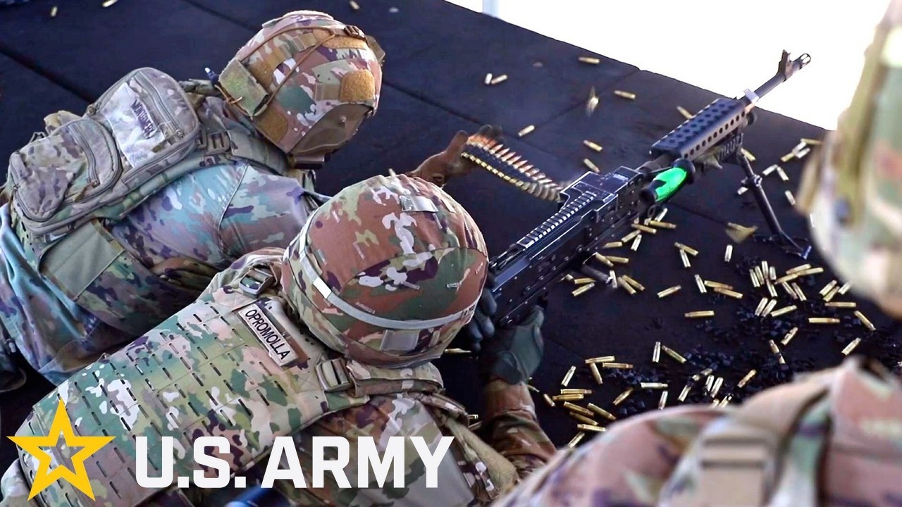 U.S. Army M249 and M240 machine guns at Fort Huachuca, Arizona