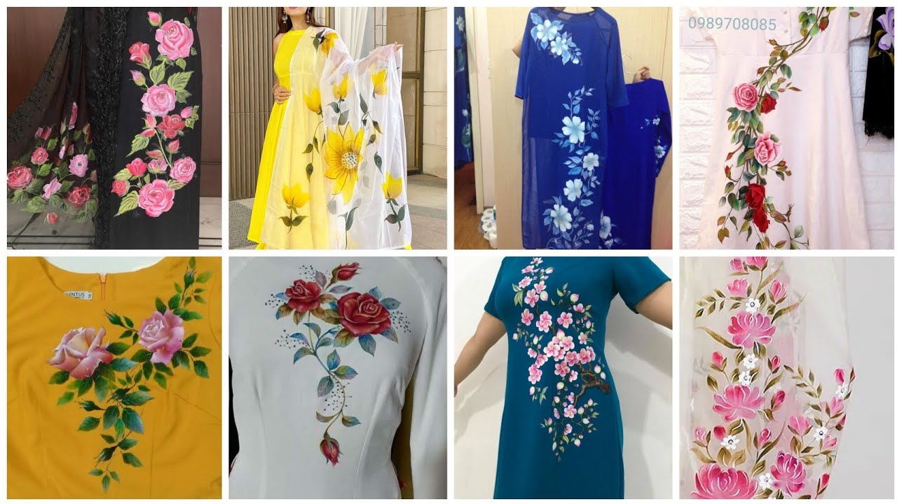 Latest Hand Painted Dress Designs 2025/Fabric Painting On Clothes / Hand Paint Fabric Ideas 2025