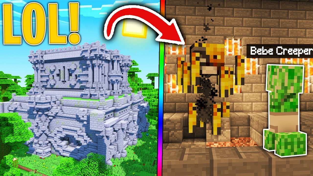 Exploramos el TEMPLO DEL FUEGO con el BEBE CREEPER en MINECRAFT! 😱