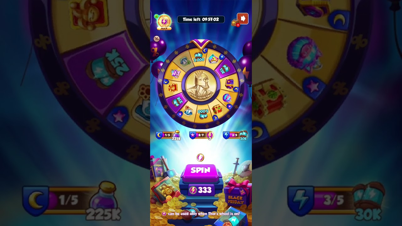 Black friday offer with thor wheel 500+use and get 2.5 million spin #coinmaster 