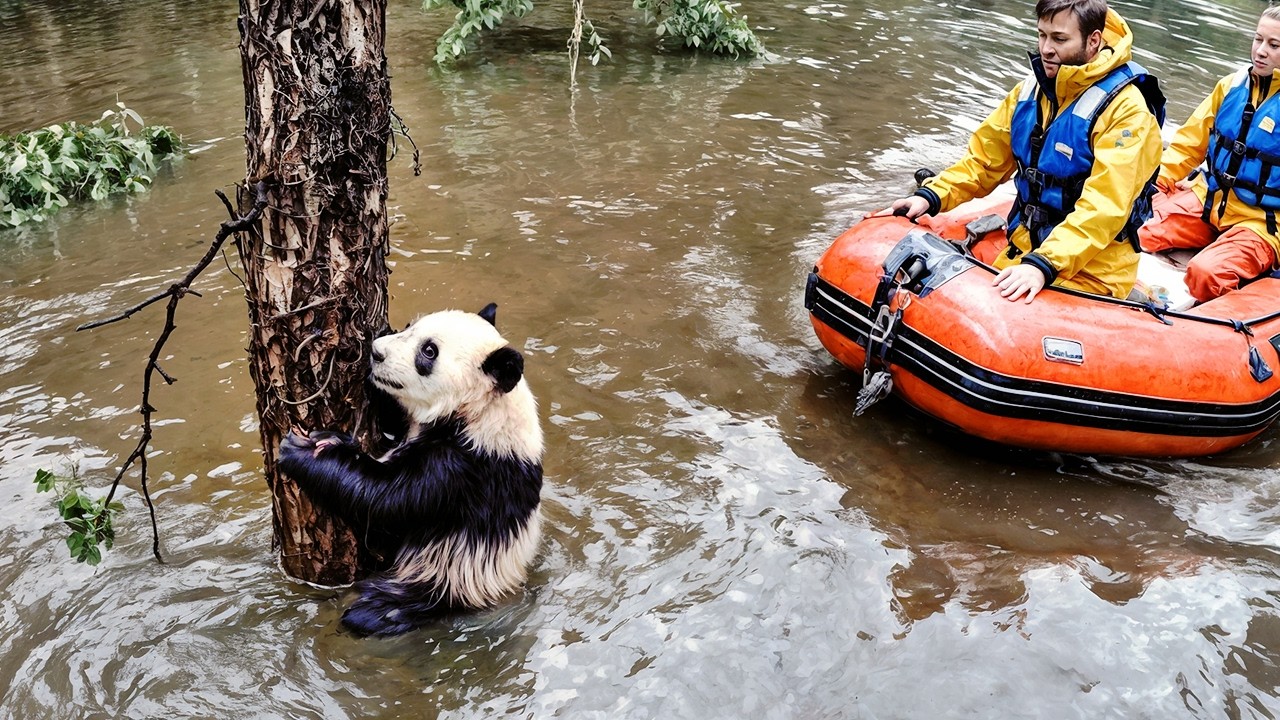 Baby Panda Trapped by the Flood - A Rescue That Touched Thousands