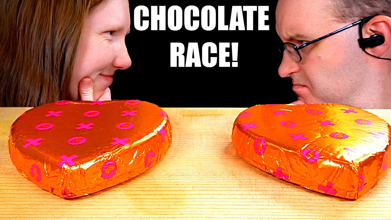ASMR REESE'S CHOCOLATE HEART RACE MUKBANG EATING SOUNDS