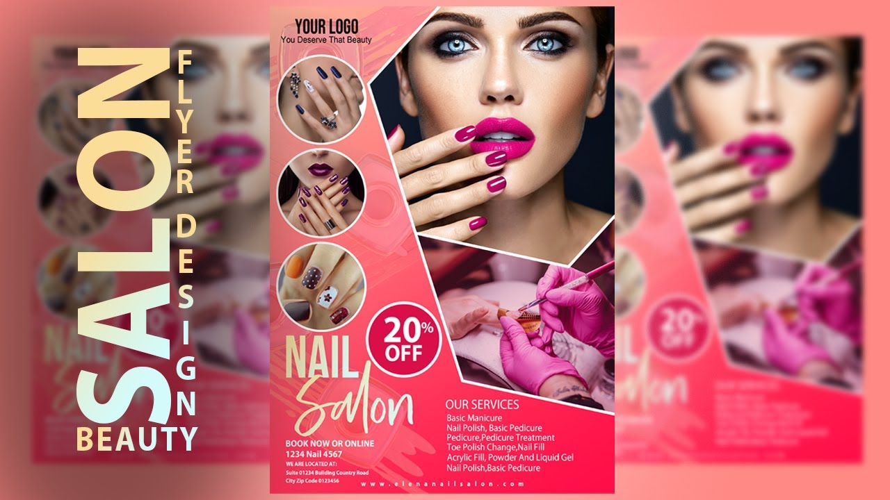 Beauty Salon Banner II Beauty Salon  Flyer Design II Nail Art II Nail Salon II Photoshop Tutorial II