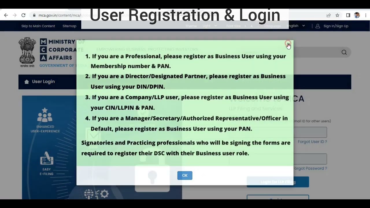 MCA Login Id Creation | MCA V3 Business User Registration | CS Sanjay Maurya
