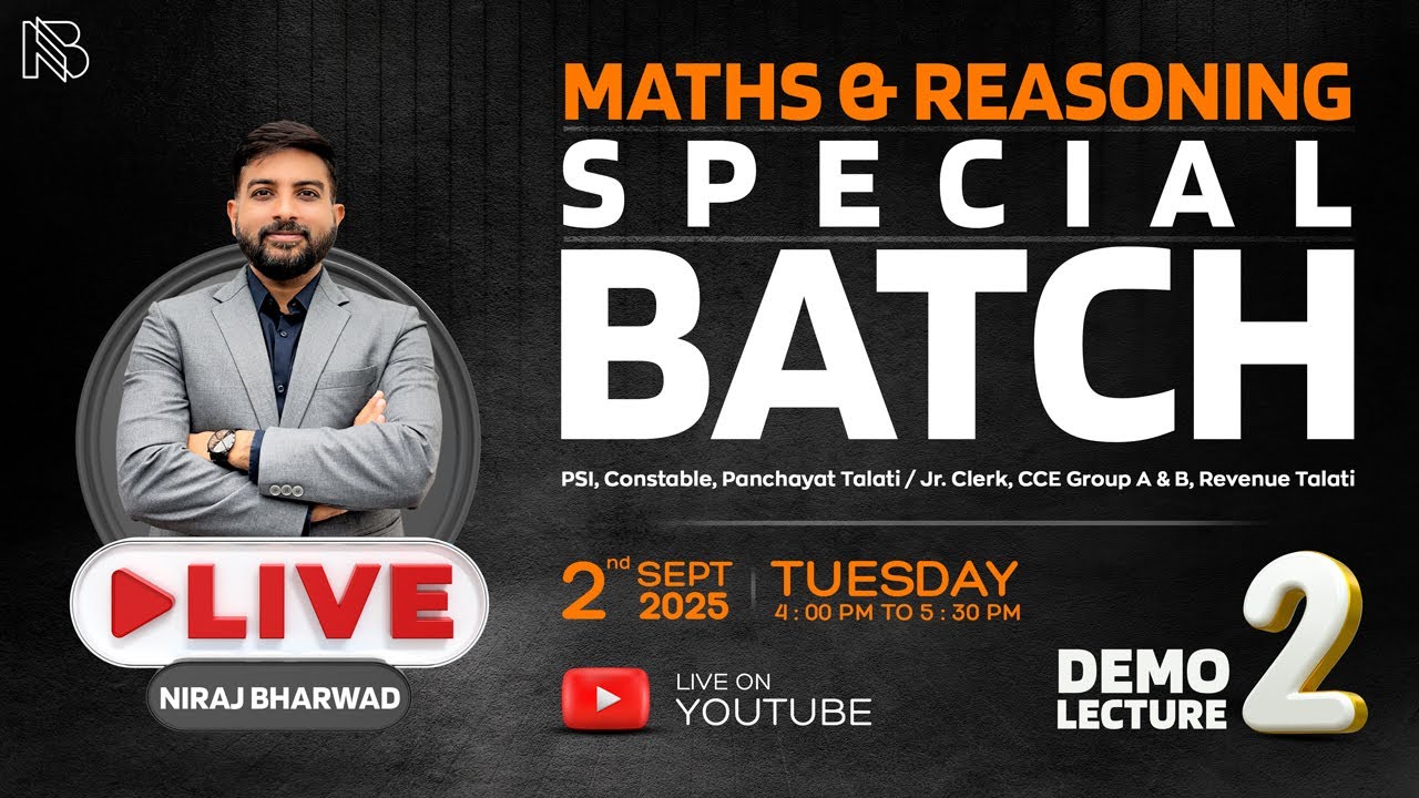MATHS REASONING SPECIAL BATCH | DEMO LECTURE - 2 | NIRAJ BHARWAD |