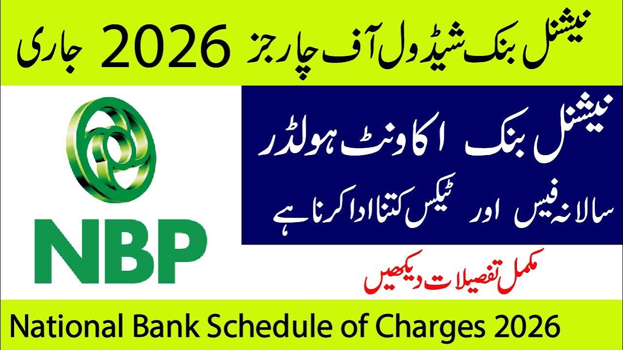 National Bank Schedule of Charges 2026 | NBP Bank Latest Charges Complete Details