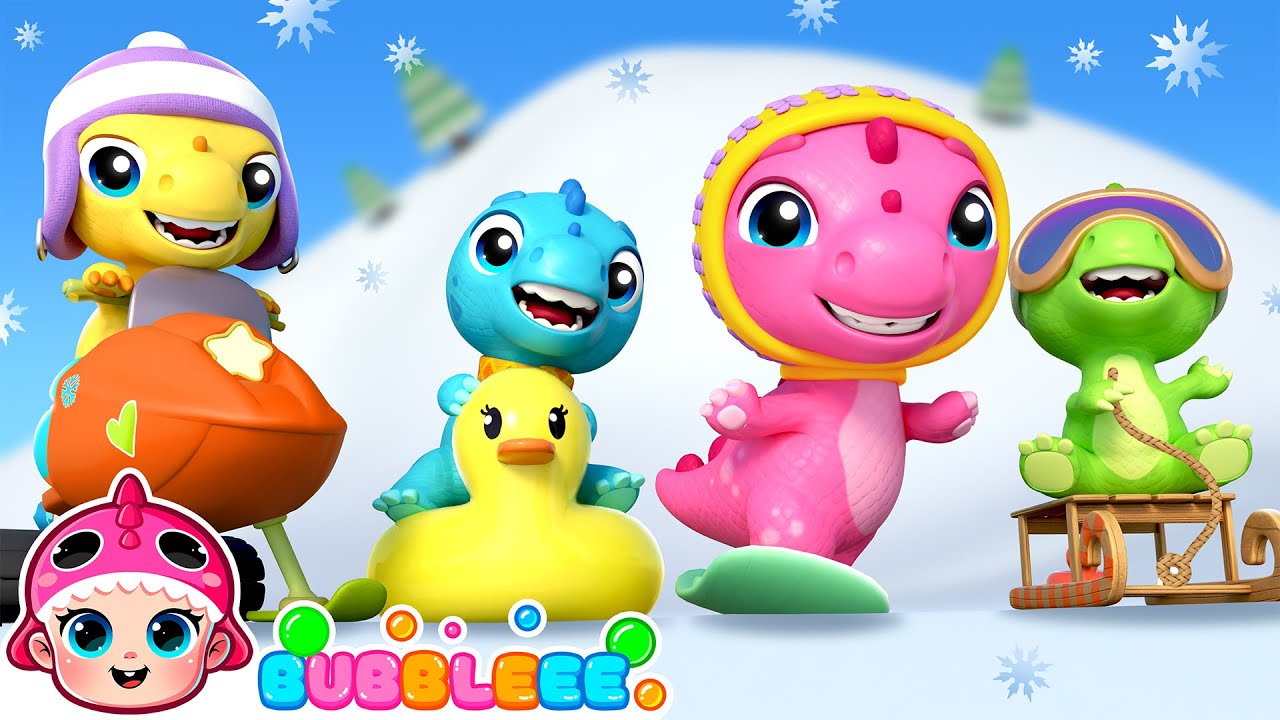 Five Little Dinos Winter Adventure! Learn Colors in the Ball Pit | Bubbleee - Sing, Dance and  Learn
