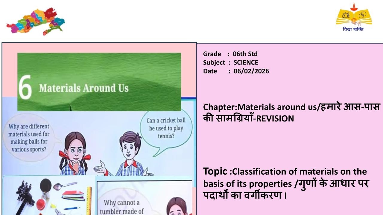 (06th Science AR)Classification of materials on the basis of its properties
