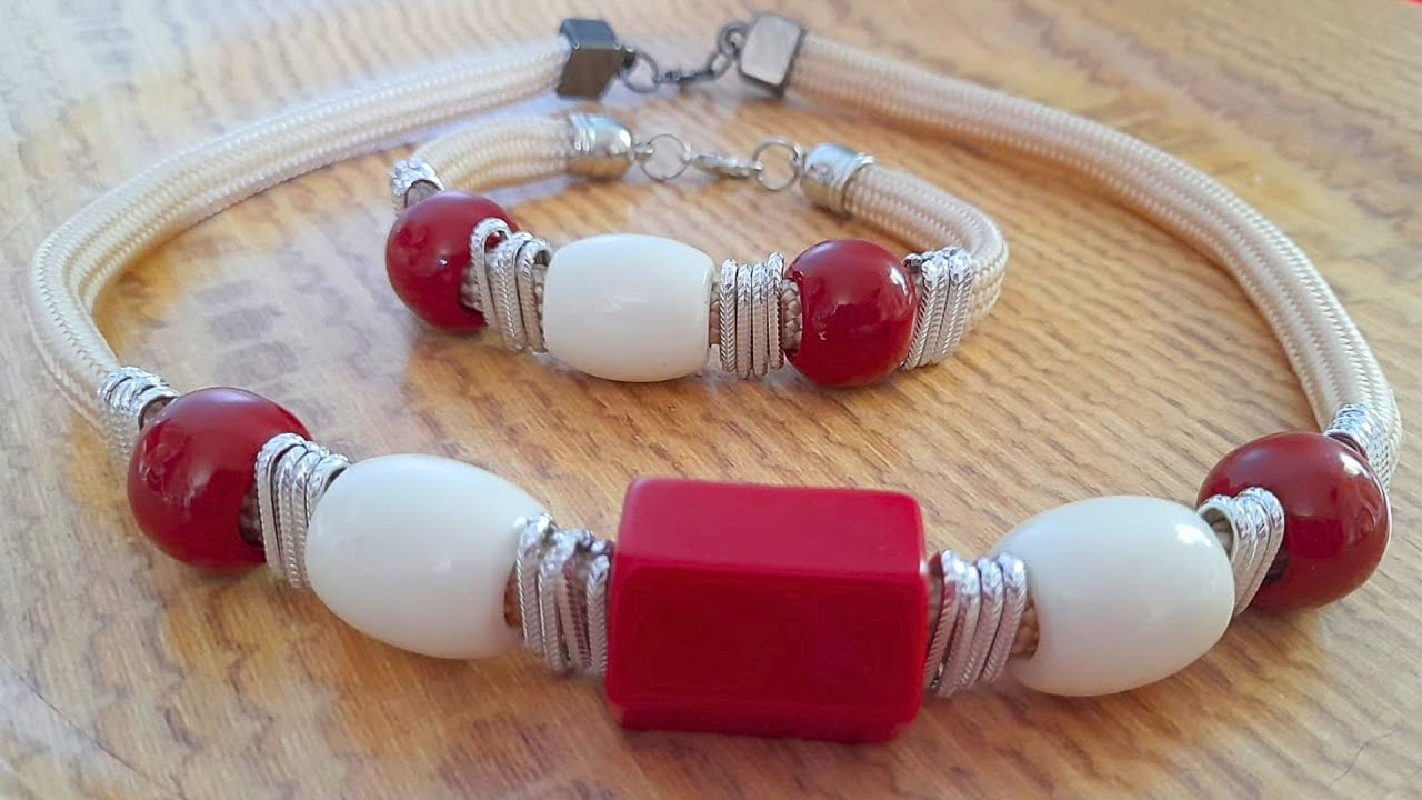 CONJUNTO (COLAR E PULSEIRA) ARRASADOR FEITO COM CORDA NÁUTICA
