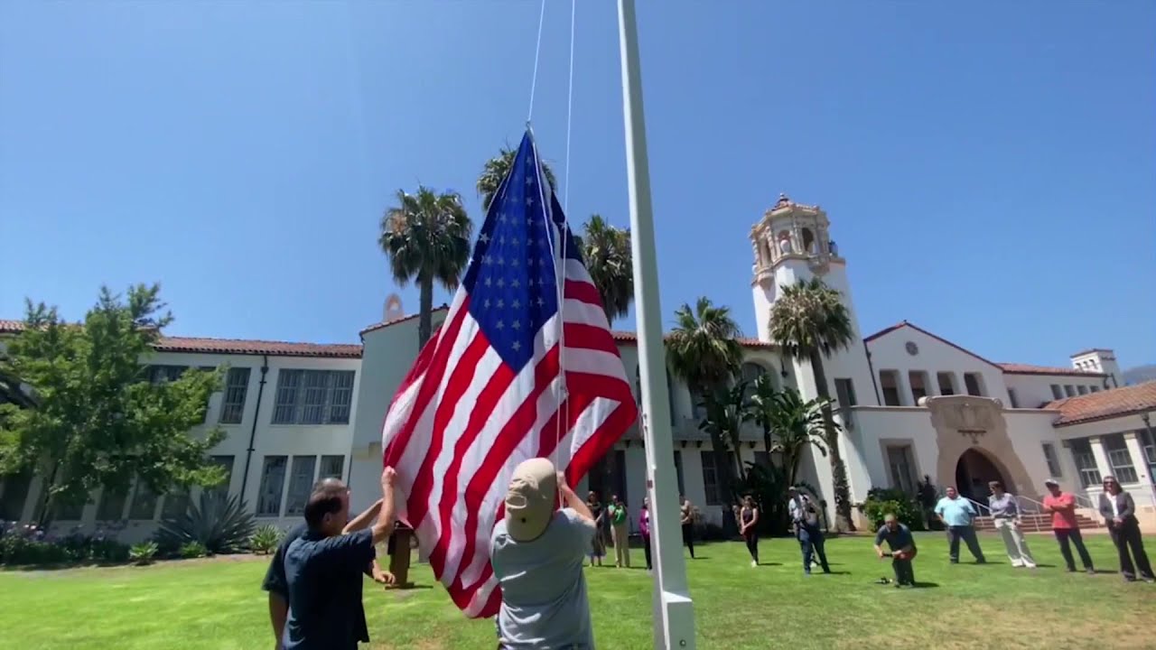 Vandalized flag pole replaced at Santa Barbara Junior High on Flag Day