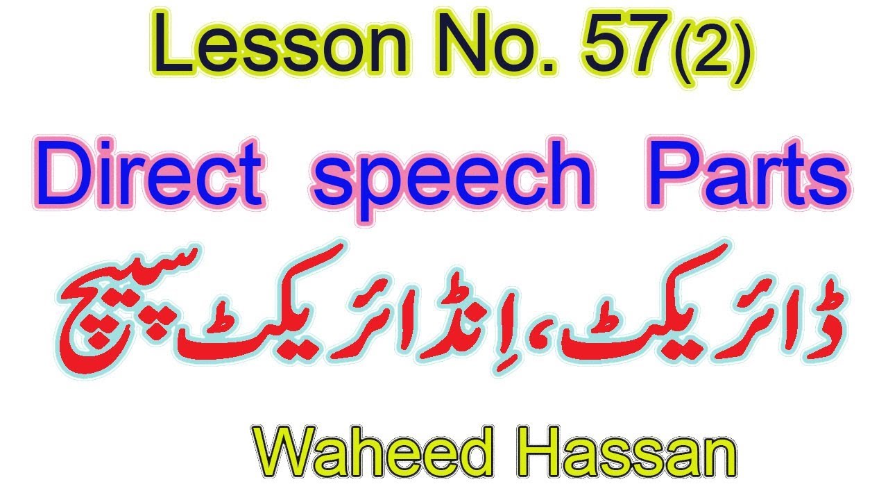 Direct Indirect speech parts Urdu Hindi English Grammar parts of DIRECT INDIRECT Lesson 57.2
