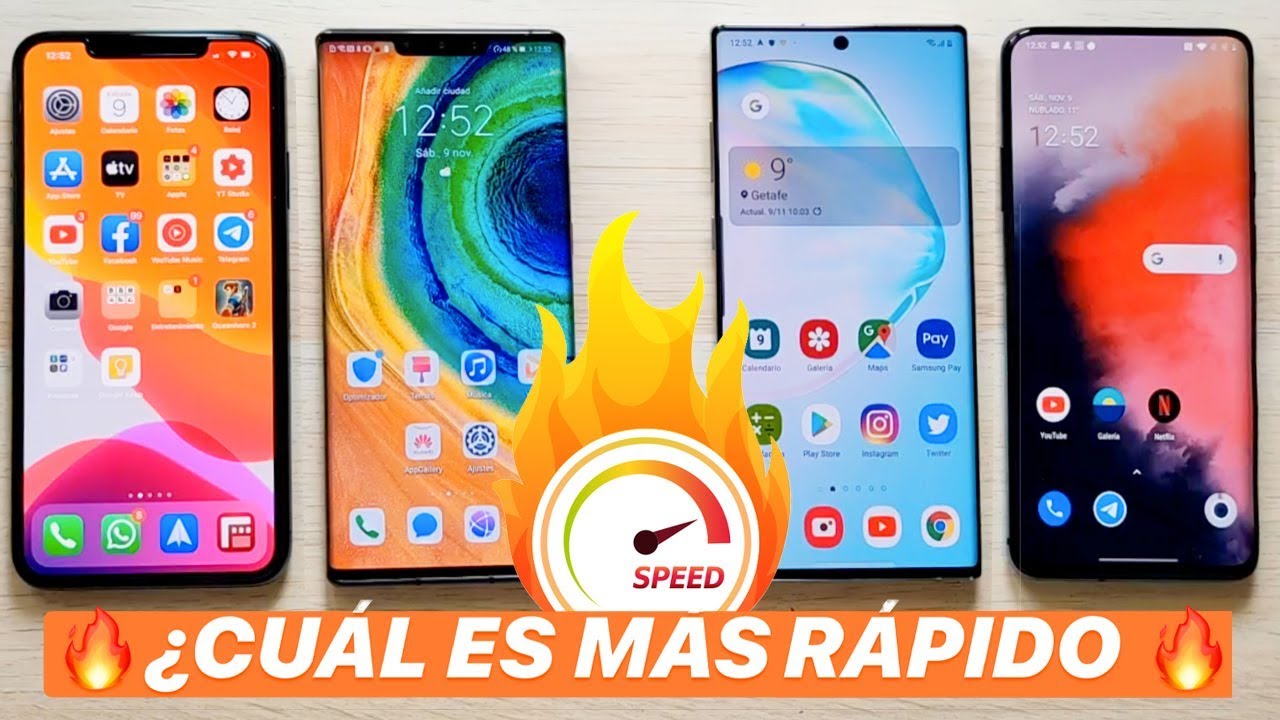 iPhone 11 Pro Max vs Galaxy Note 10+ vs Mate 30 Pro y OnePlus 7T Pro. TEST VELOCIDAD EXTREMO!