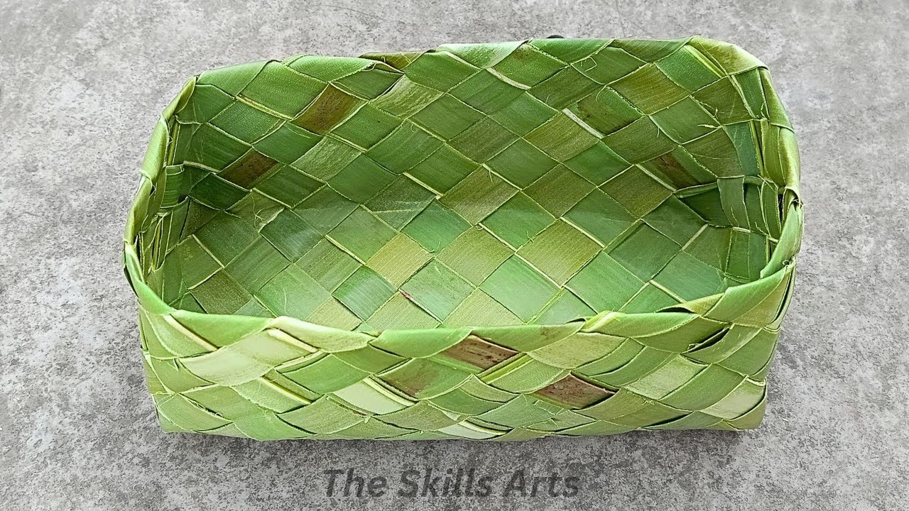 Learn How To Make Plam Coconut Leaves Basket / #design #theskillsarts