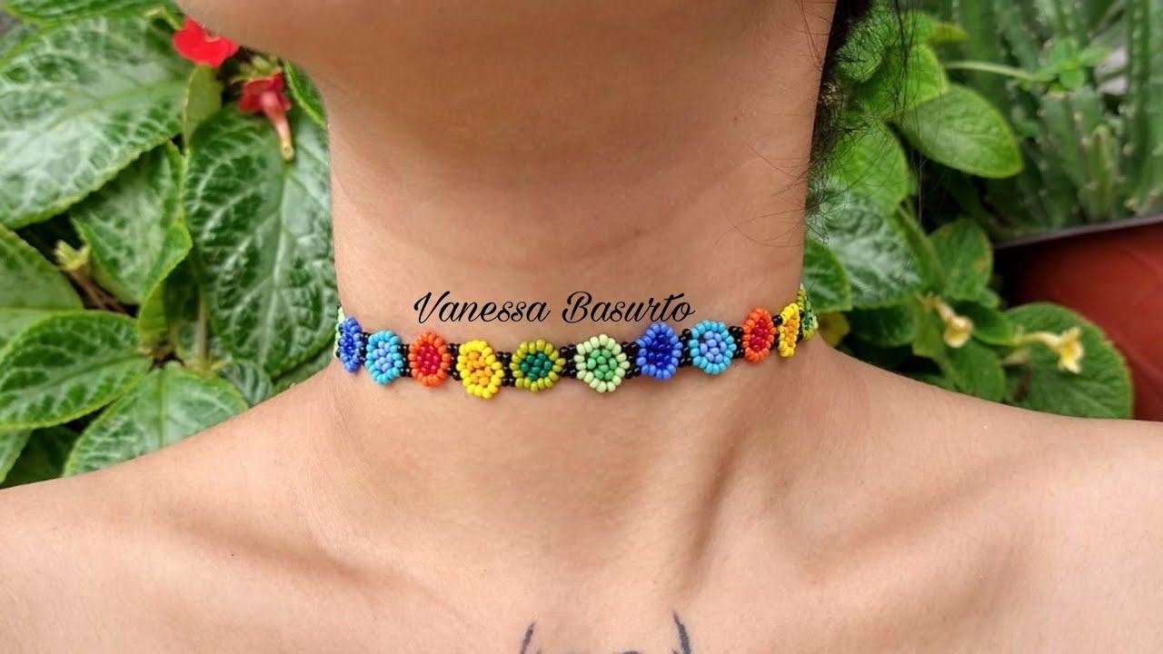 GARGANTILLA DE CIRCULOS MULTICOLORES 🔴🔵🟢HECHA DE CHAQUIRAS/MOSTACILLAS (MUY FACIL) Easy bead choker