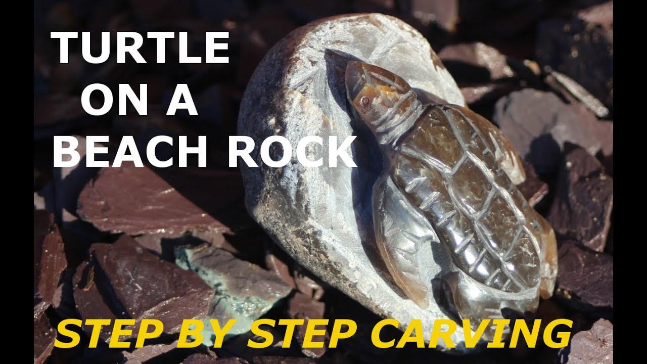 PICK UP A BEACH ROCK AND CARVE IT! Stone carving a Turtle